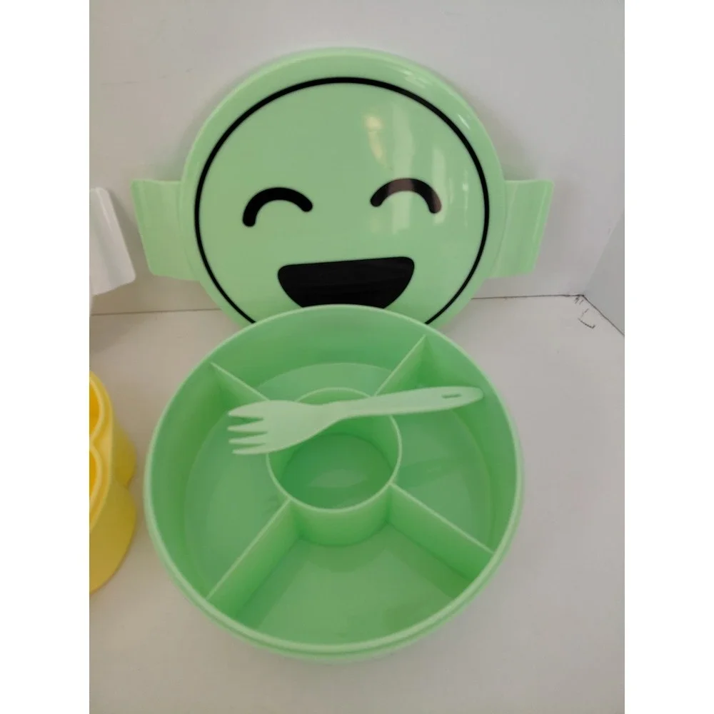 SET of 2 Bento Lunch Boxes w/‎ Fork BPA free Microwave Dishwasher Safe NEW